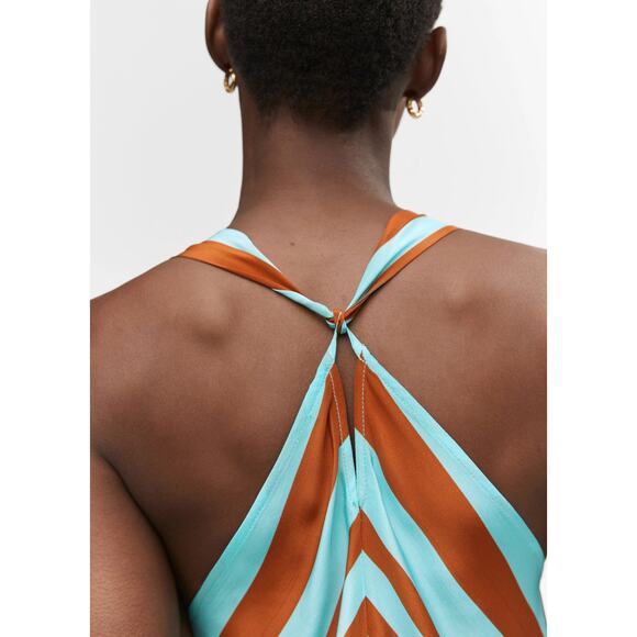 MANGO Striped Satin Crossover Maxi Dress NWT 🧡 - Picture 15 of 16